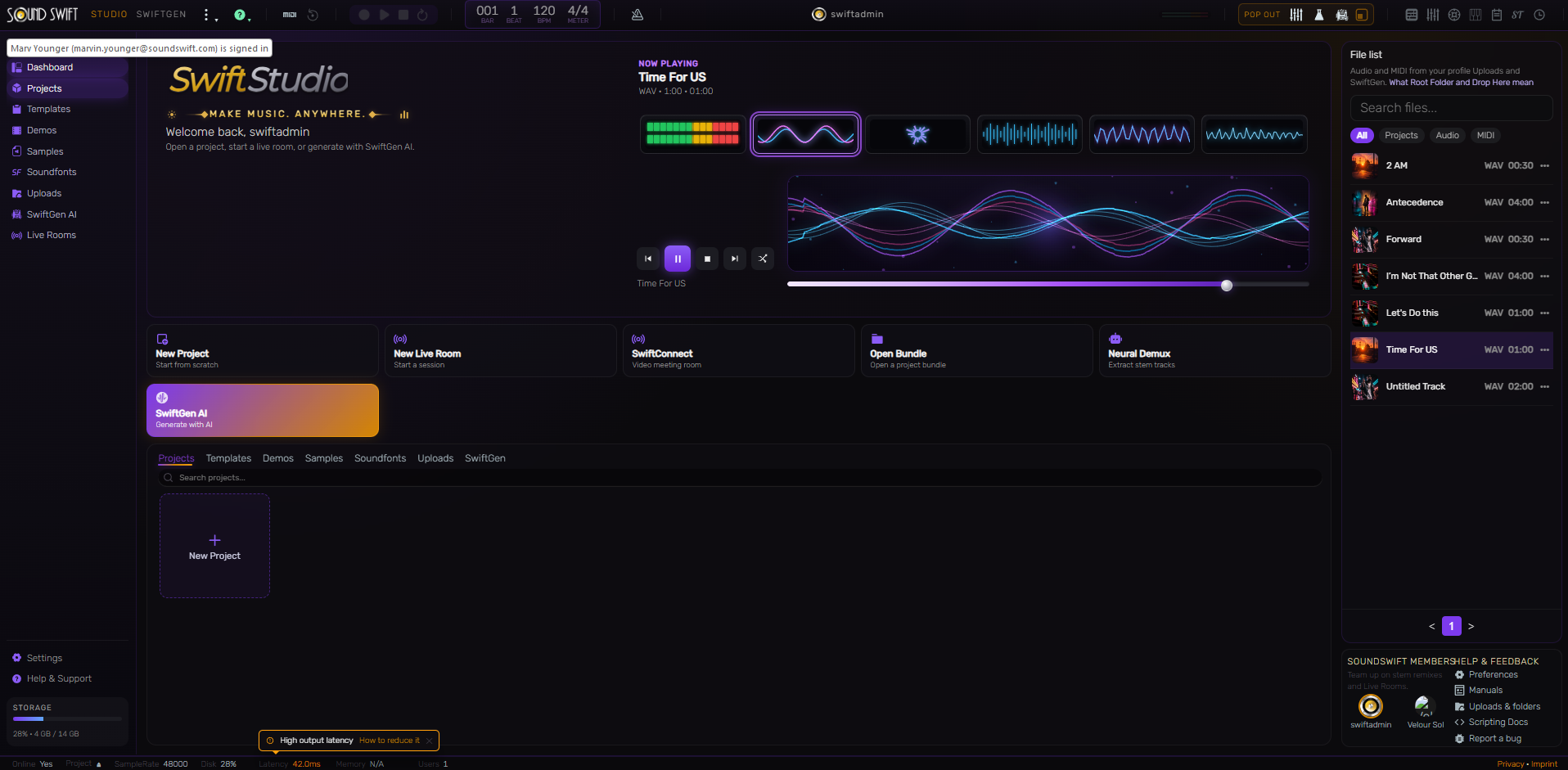 Studio interface